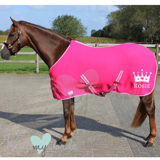 Personalised Equestrian Horse Pony Fleece Rug Cooler - Princess Crown Tiara Style