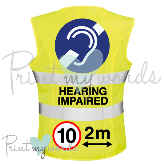 High Visibility Hi Vis Equestrian Reflective Vest Tabard Waistcoat DEAF HEARING IMPAIRED, 10MPH 2M hi-viz