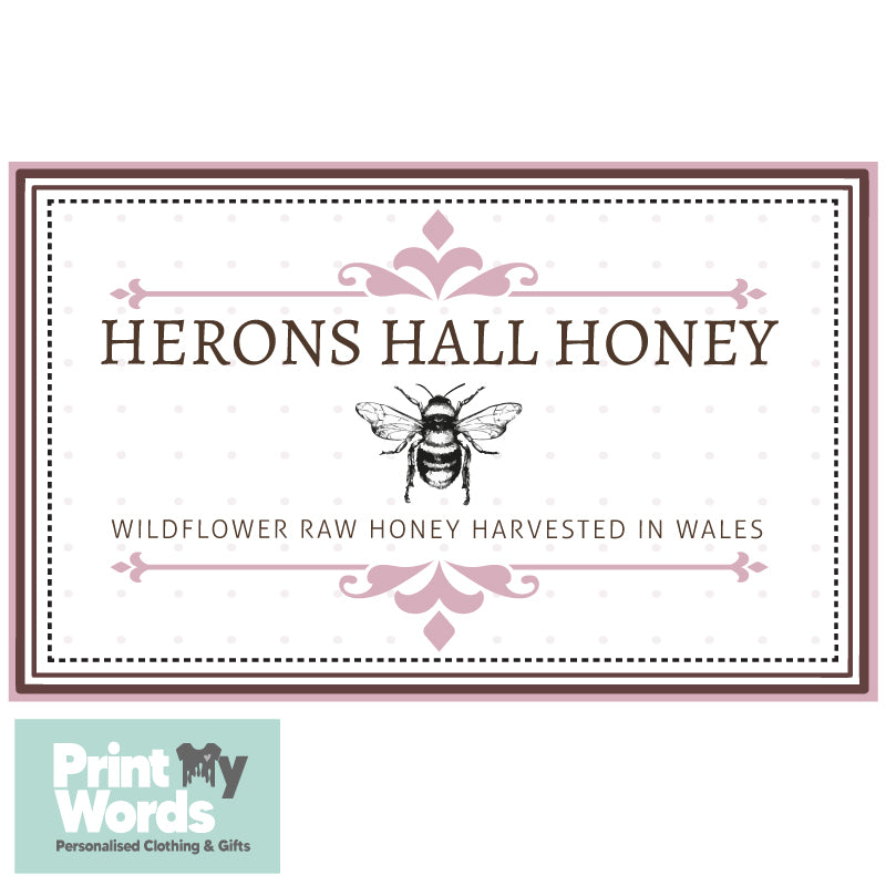 Personalised Honey Jar Labels Sticky Self Adhesive Honey Bee Stickers - Polkadot Design x12