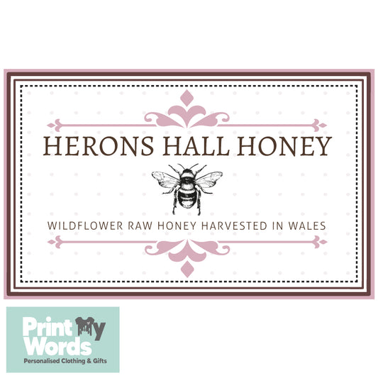 Personalised Honey Jar Labels Sticky Self Adhesive Honey Bee Stickers - Polkadot Design x12