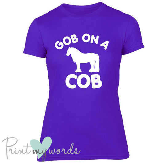 (Unisex L) Funny Gob on a Cob Equestrian T-shirt