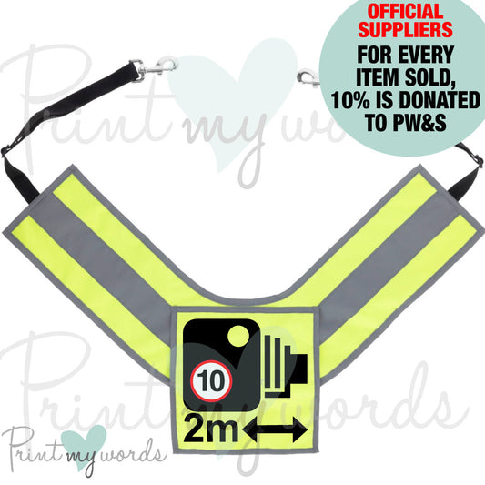 SQUARE Official PW&S High Visibility Equestrian Reflective Horse Breastplate With Camera Symbol and 2m Distance