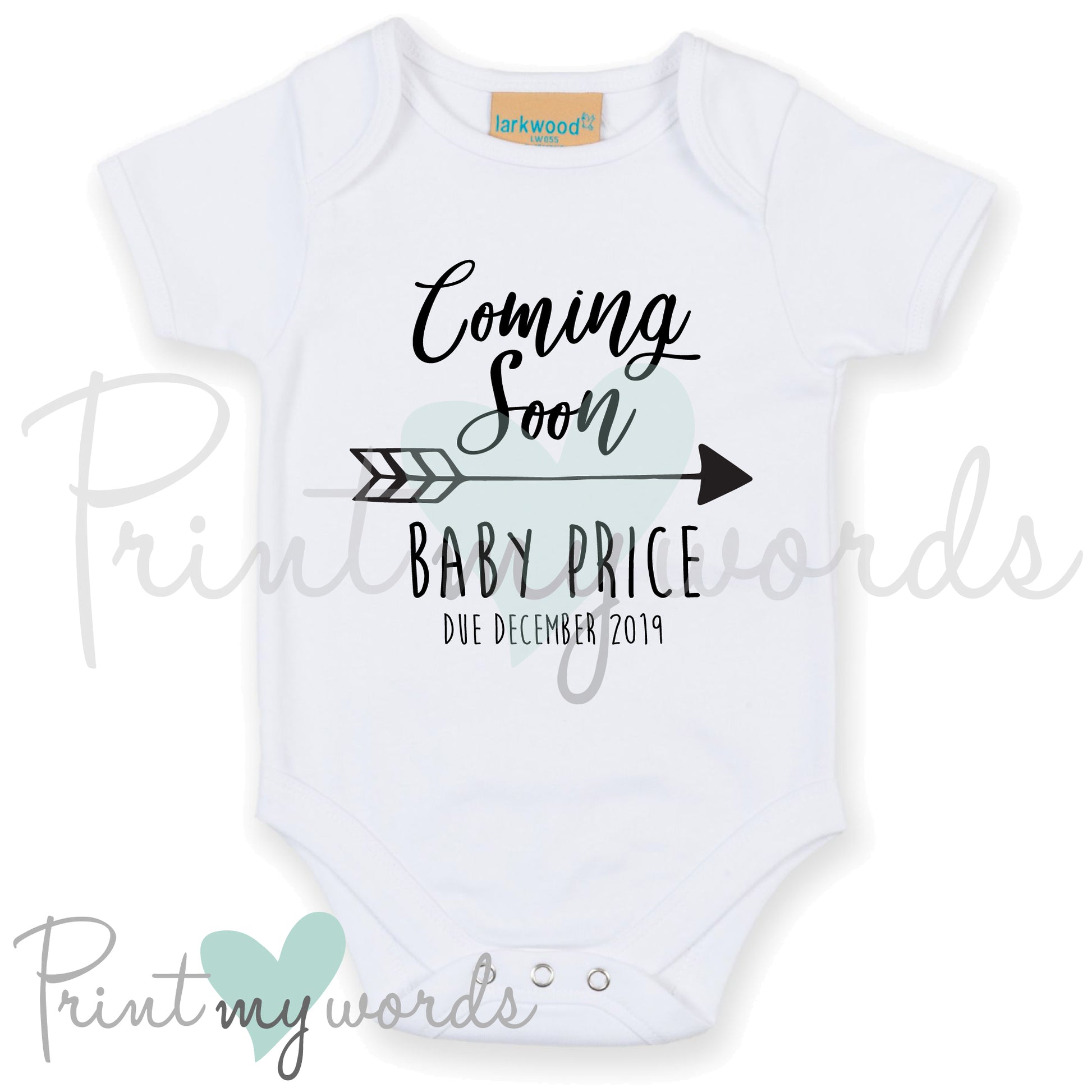 Personalised Baby Due Announcement Vest – Print My Words