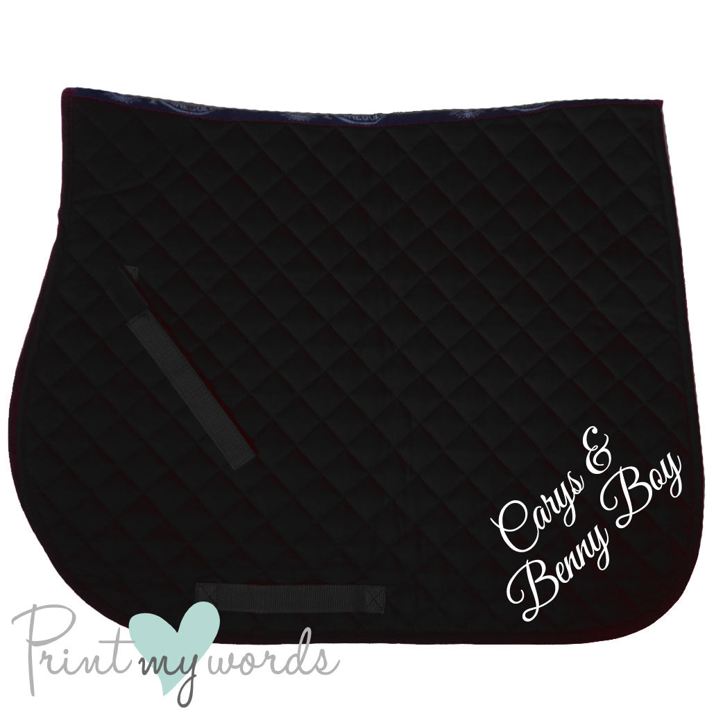 Personalised Equestrian Saddlecloth Saddle Pad - Luxury Font Design