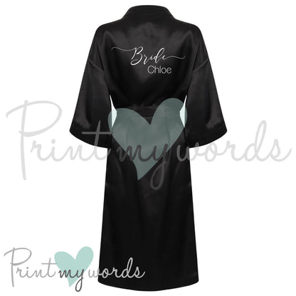 Personalised Satin Wedding Bridal Robe Dressing Gown - Bride