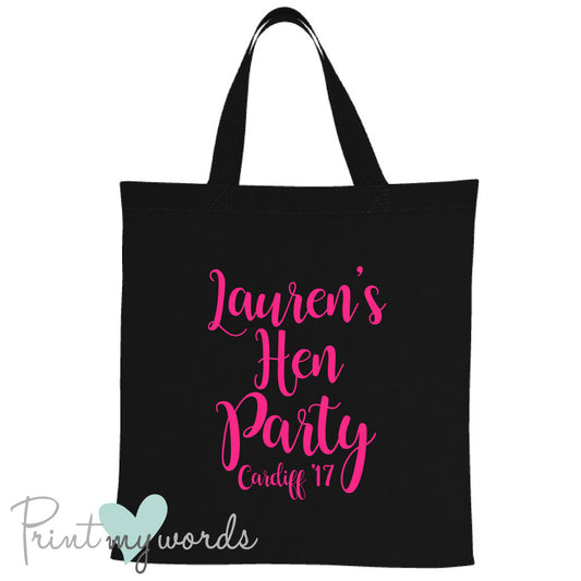 Calligraphy Style Personalised Hen Party Tote Bag