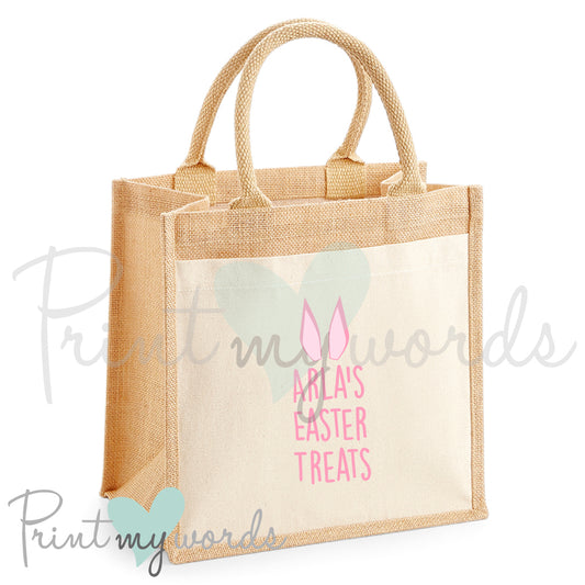 Personalised Easter Egg Hunt Jute Bag - Bunny Ears