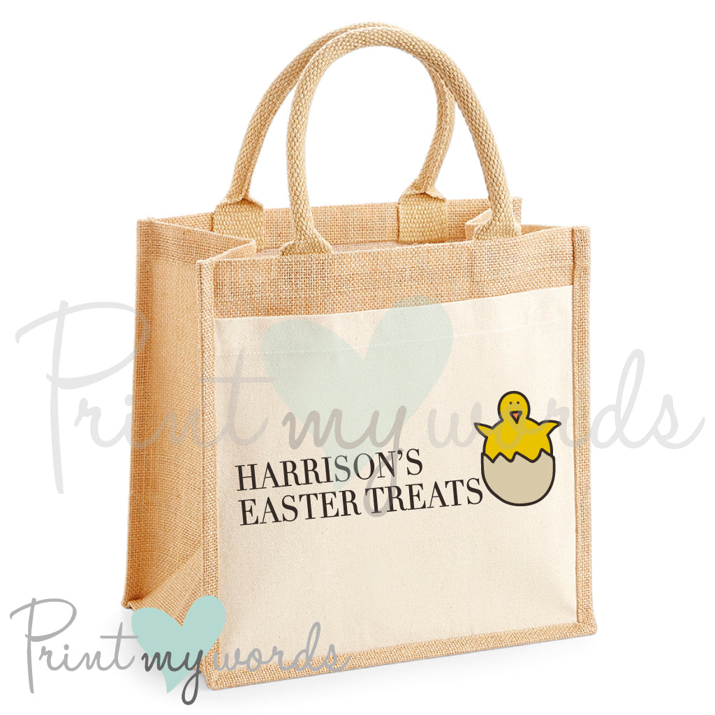 Personalised Easter Egg Hunt Jute Bag - Easter Chick