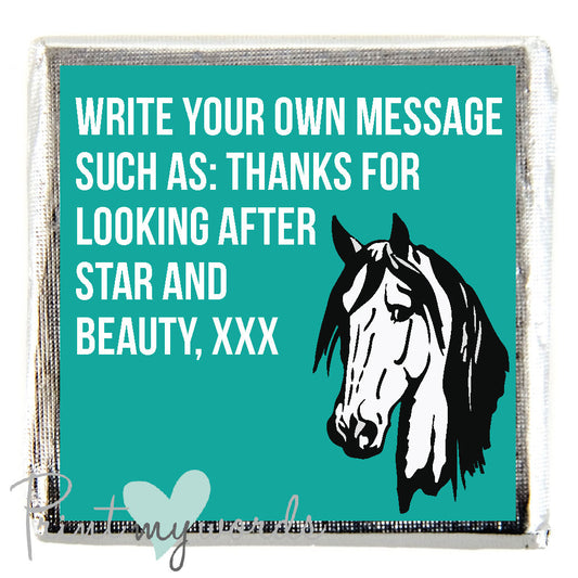 Personalised Horse Head Equestrian WRITE A MESSAGE Chocolate x10