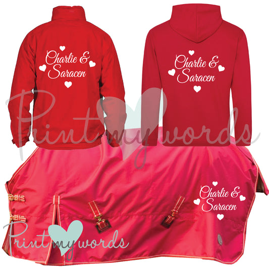 'Maisy' Ladies Personalised Matching Equestrian Set - Hearts Design