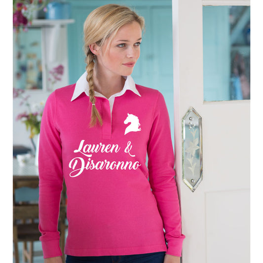 Ladies Long Sleeve Personalised Equestrian Rugby Shirt