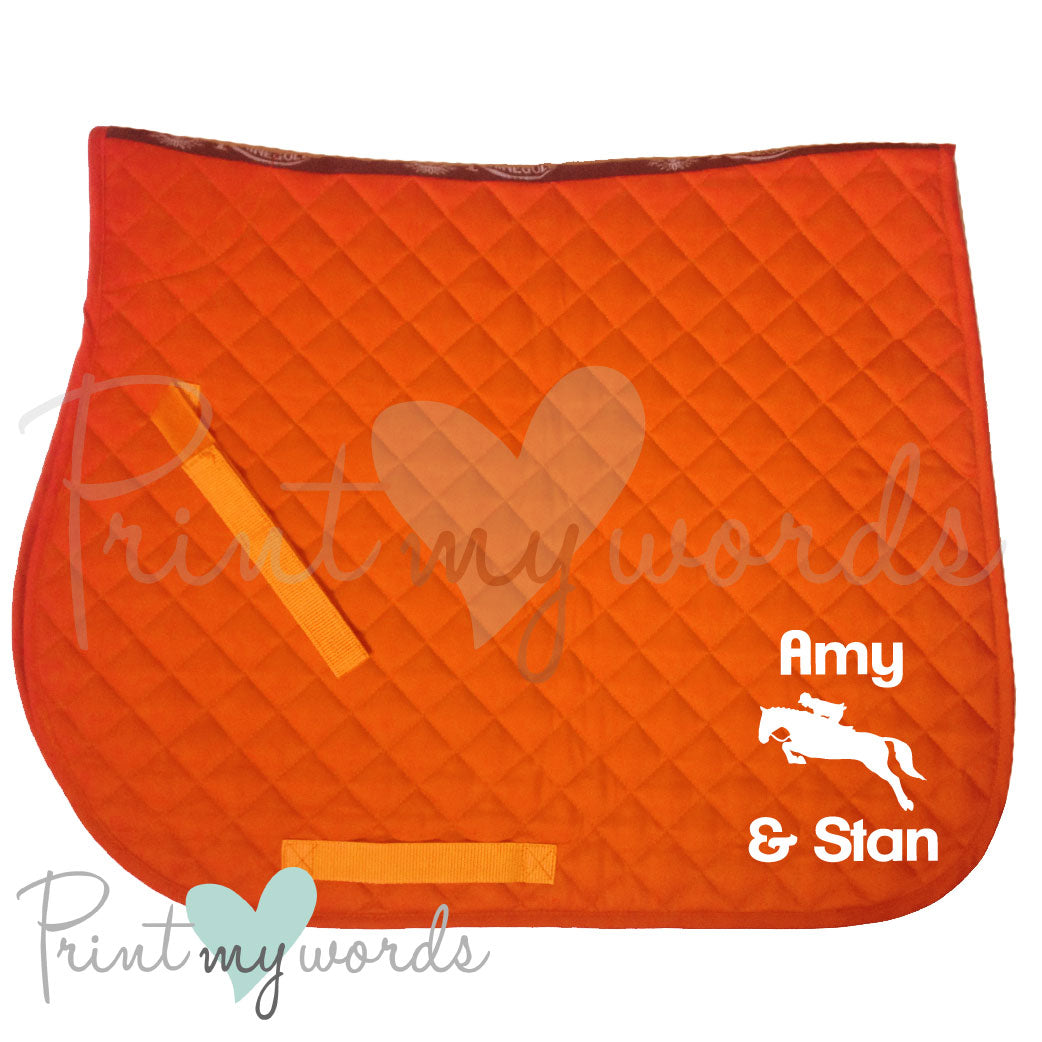 Personalised Equestrian Saddlecloth Saddle Pad - Jumping Design