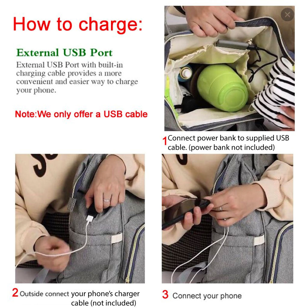 Changing bag with usb 2024 port