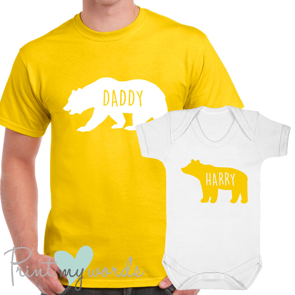 Personalised Daddy & Baby Bear Matching T-Shirt Set