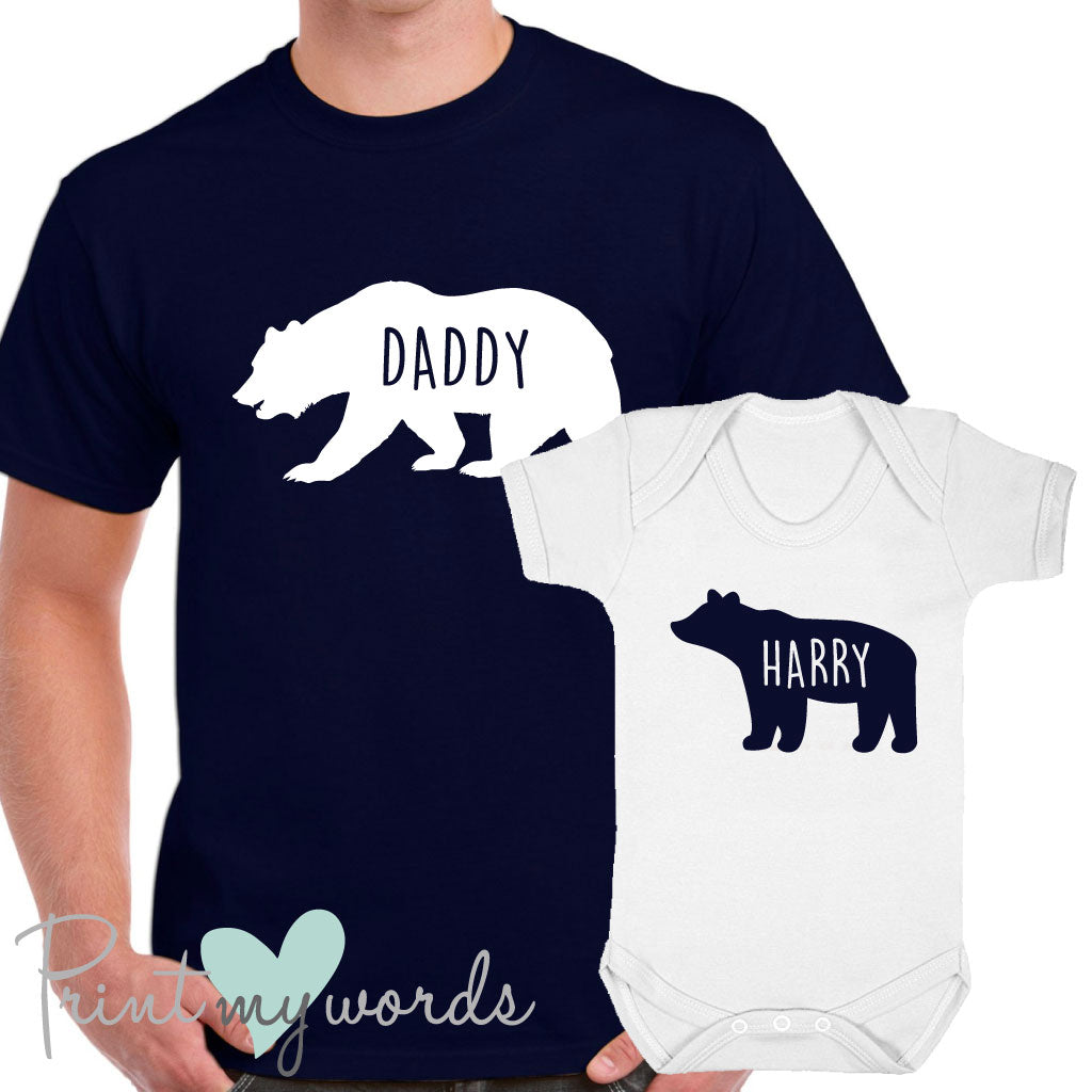 Personalised Daddy & Baby Bear Matching T-Shirt Set