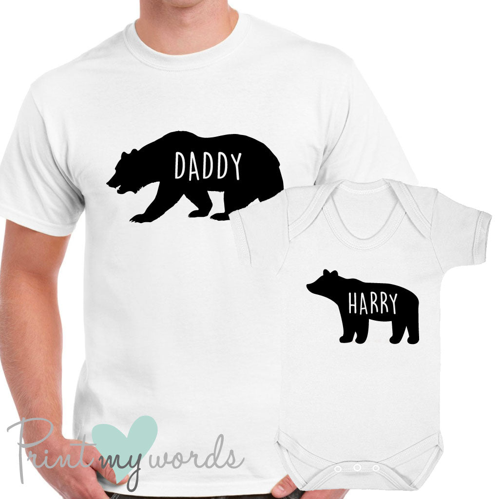 Personalised Daddy & Baby Bear Matching T-Shirt Set