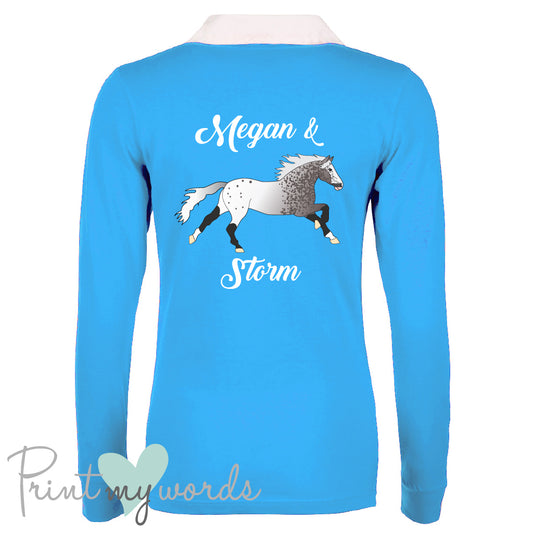 Ladies Personalised Long Sleeve Equestrian Rugby Shirt - Elegant Design