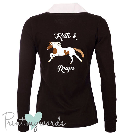 Ladies Personalised Long Sleeve Equestrian Rugby Shirt - Elegant Design