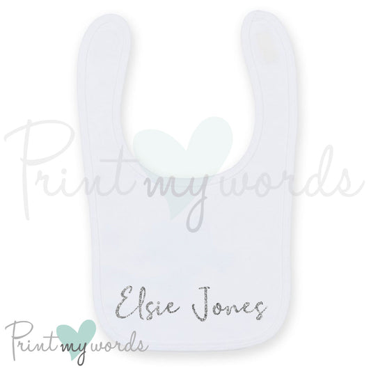 Baby's Name Personalised Glitter Bib