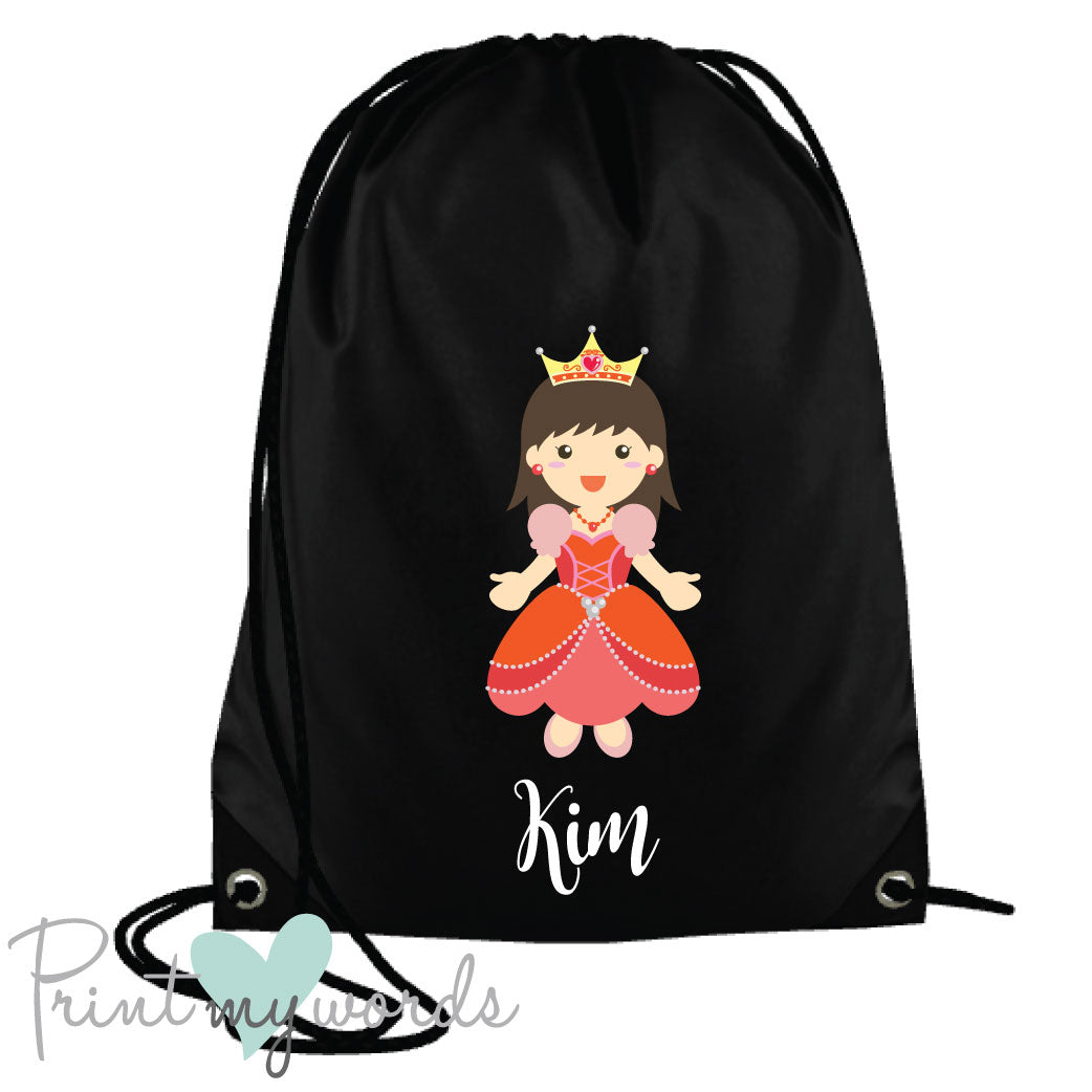 Children's Personalised Princess P.E. Drawstring Bag