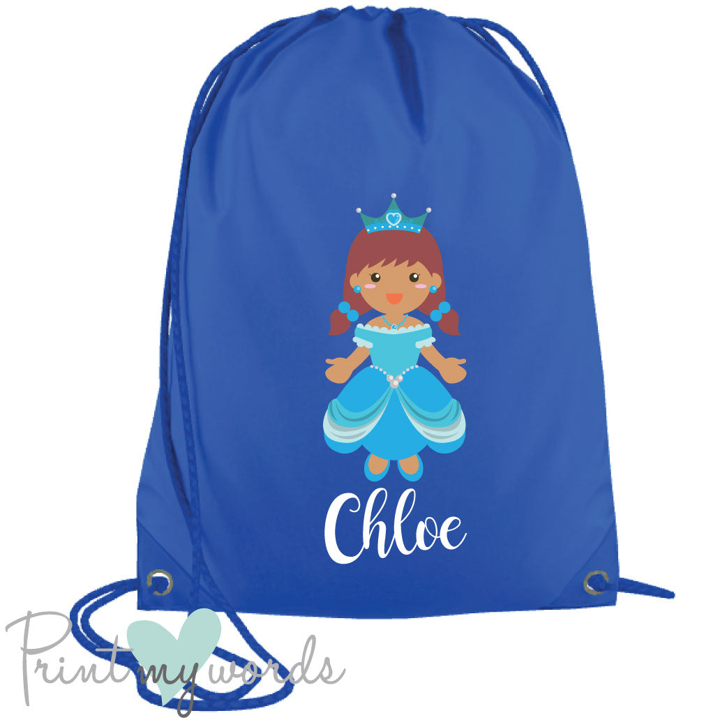 Children's Personalised Princess P.E. Drawstring Bag