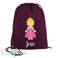 Children's Personalised Princess P.E. Drawstring Bag