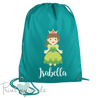 Children's Personalised Princess P.E. Drawstring Bag