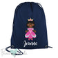 Children's Personalised Princess P.E. Drawstring Bag