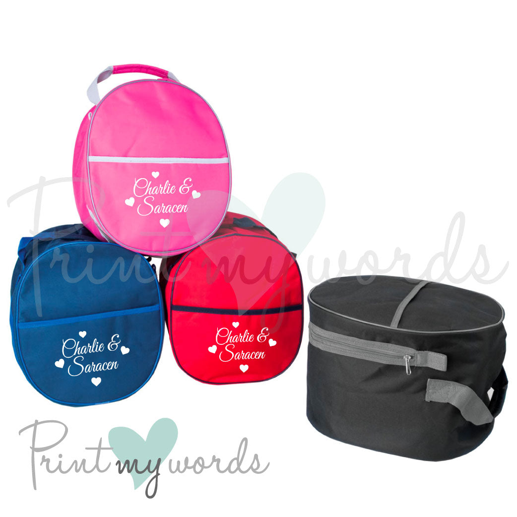 Personalised Equestrian Hat Bag - Hearts Design