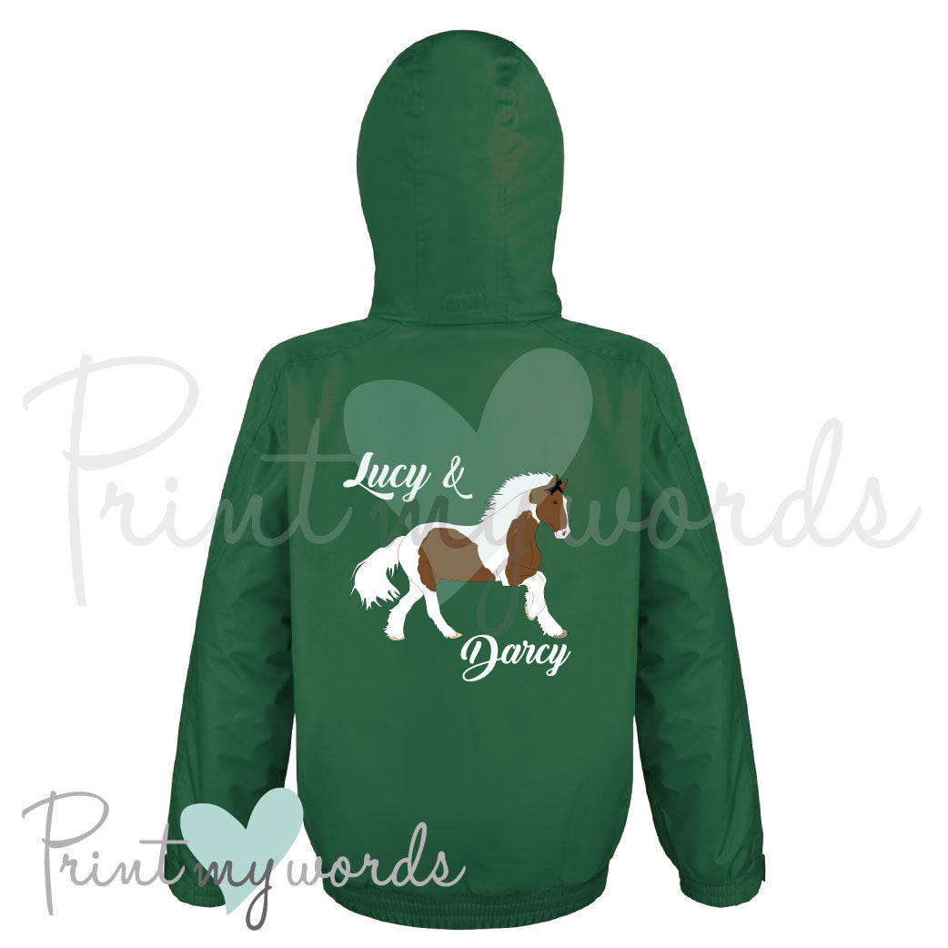 Personalised Waterproof Equestrian Jacket Coat Blouson - Heavy Horse Design