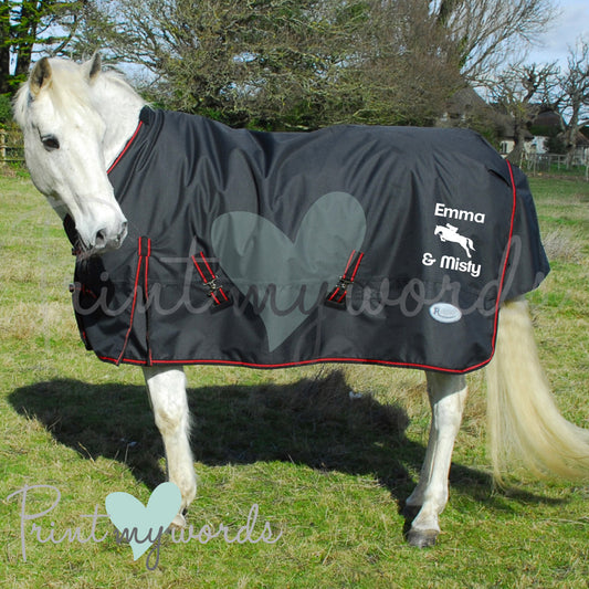 Personalised Heavyweight Turnout Rug - Jumping Design