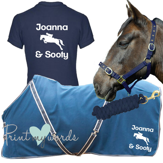 'Lola' Ladies Personalised Matching Equestrian Set - Jumping Design