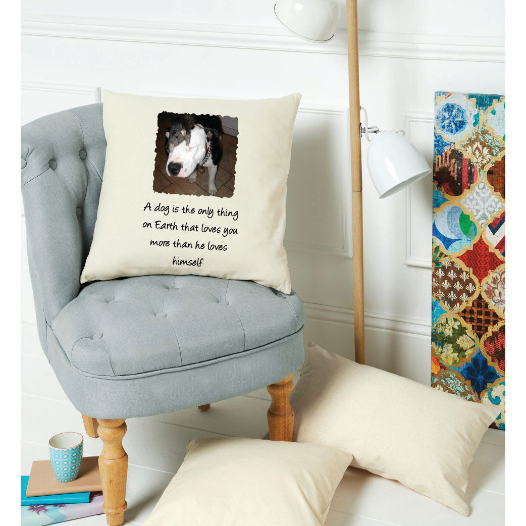 Personalised Dog Photo Quote Cushion Cover Print My Words