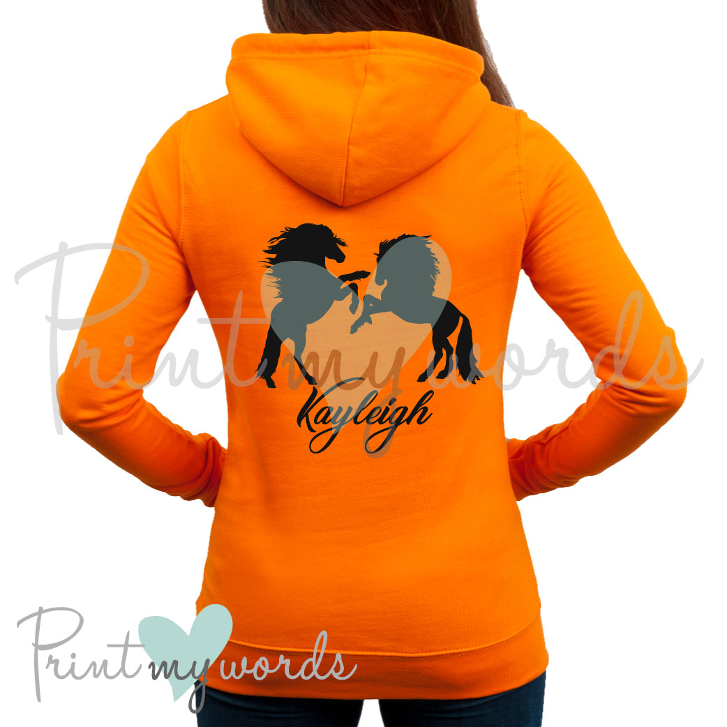 Personalised Rearing Horses Equestrian Hoodie