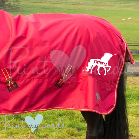 Personalised Lightweight Turnout Rug - Unicorn Design