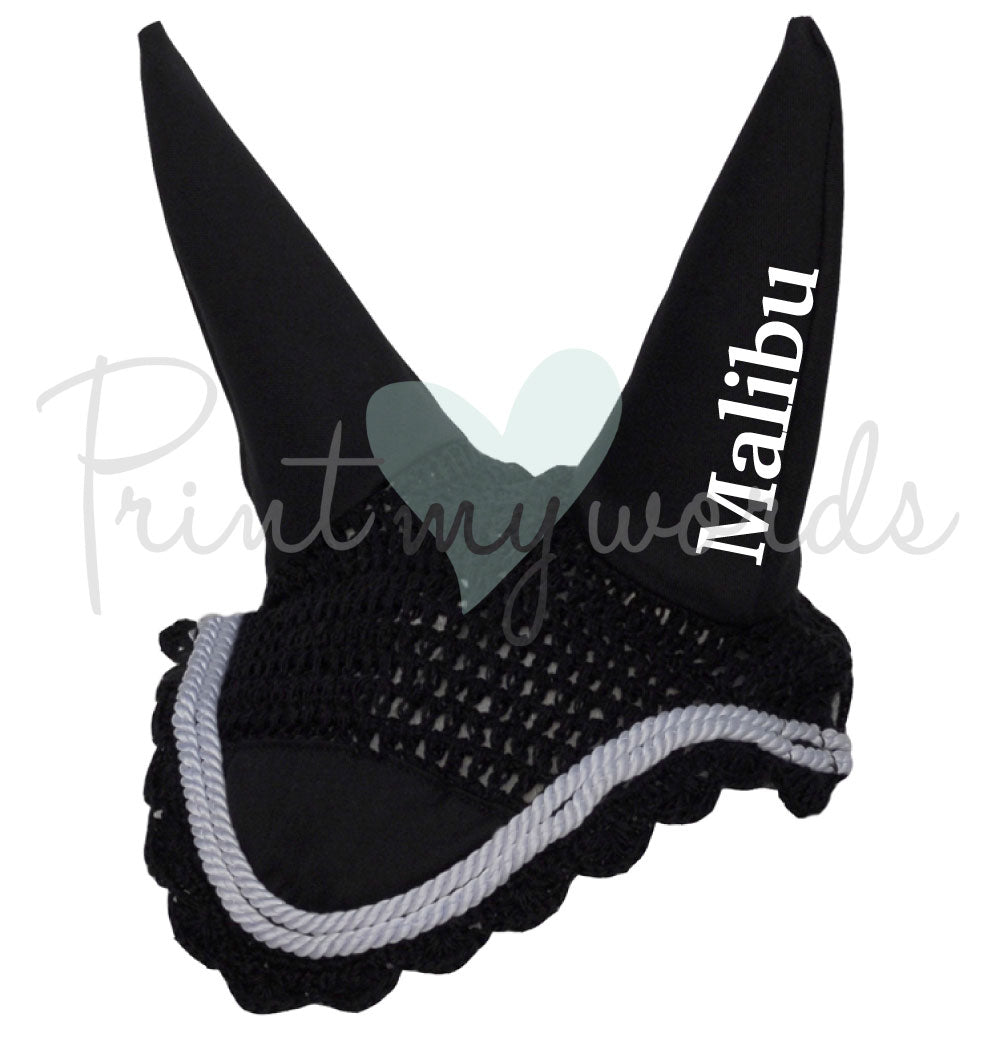 Personalised Fly Veil Ear Bonnet - Standard Design