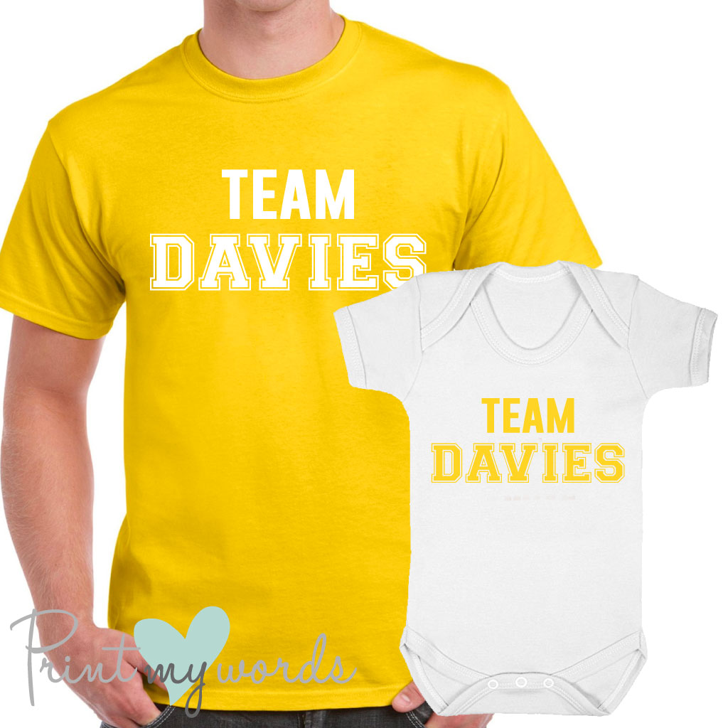 'Team Surname' Matching Father & Baby T-Shirt Set