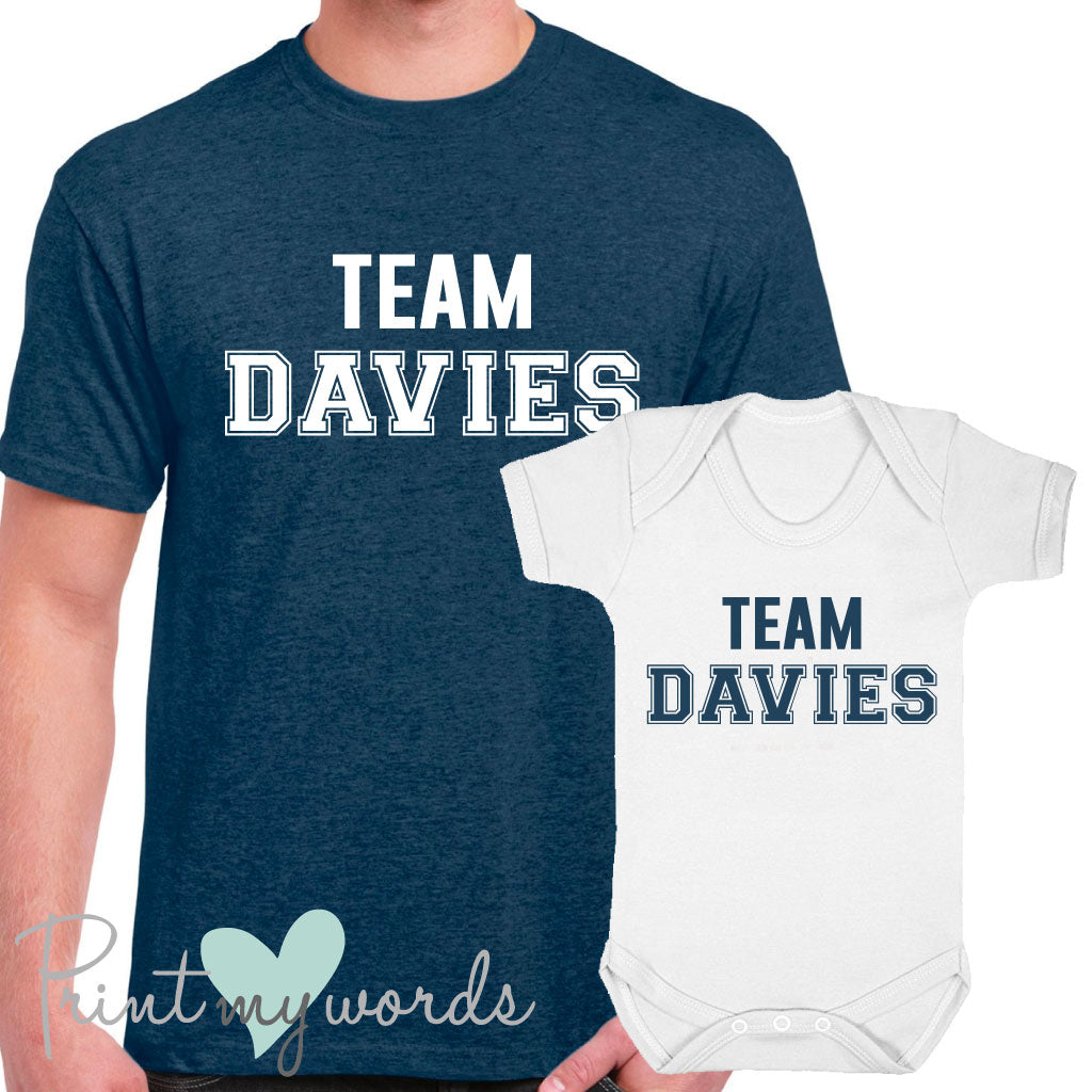 'Team Surname' Matching Father & Baby T-Shirt Set