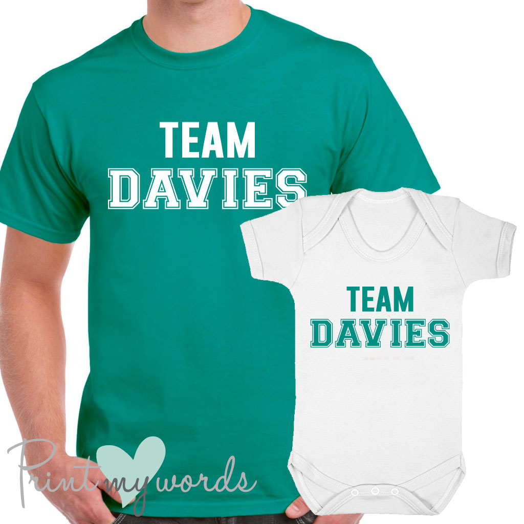 'Team Surname' Matching Father & Baby T-Shirt Set