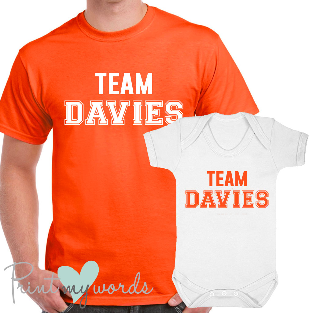 'Team Surname' Matching Father & Baby T-Shirt Set