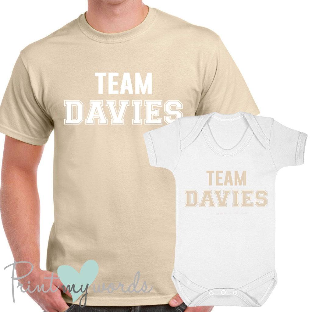 'Team Surname' Matching Father & Baby T-Shirt Set