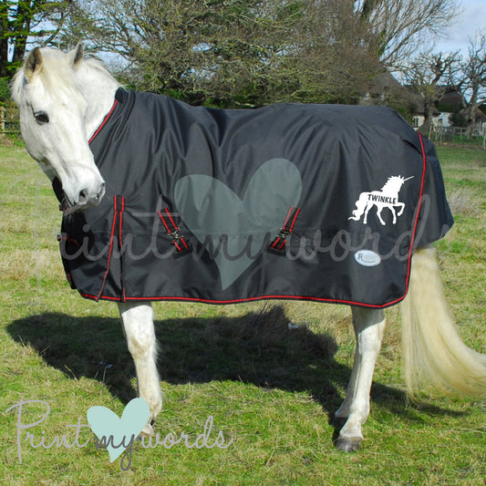 Personalised Heavyweight Turnout Rug - Unicorn Design