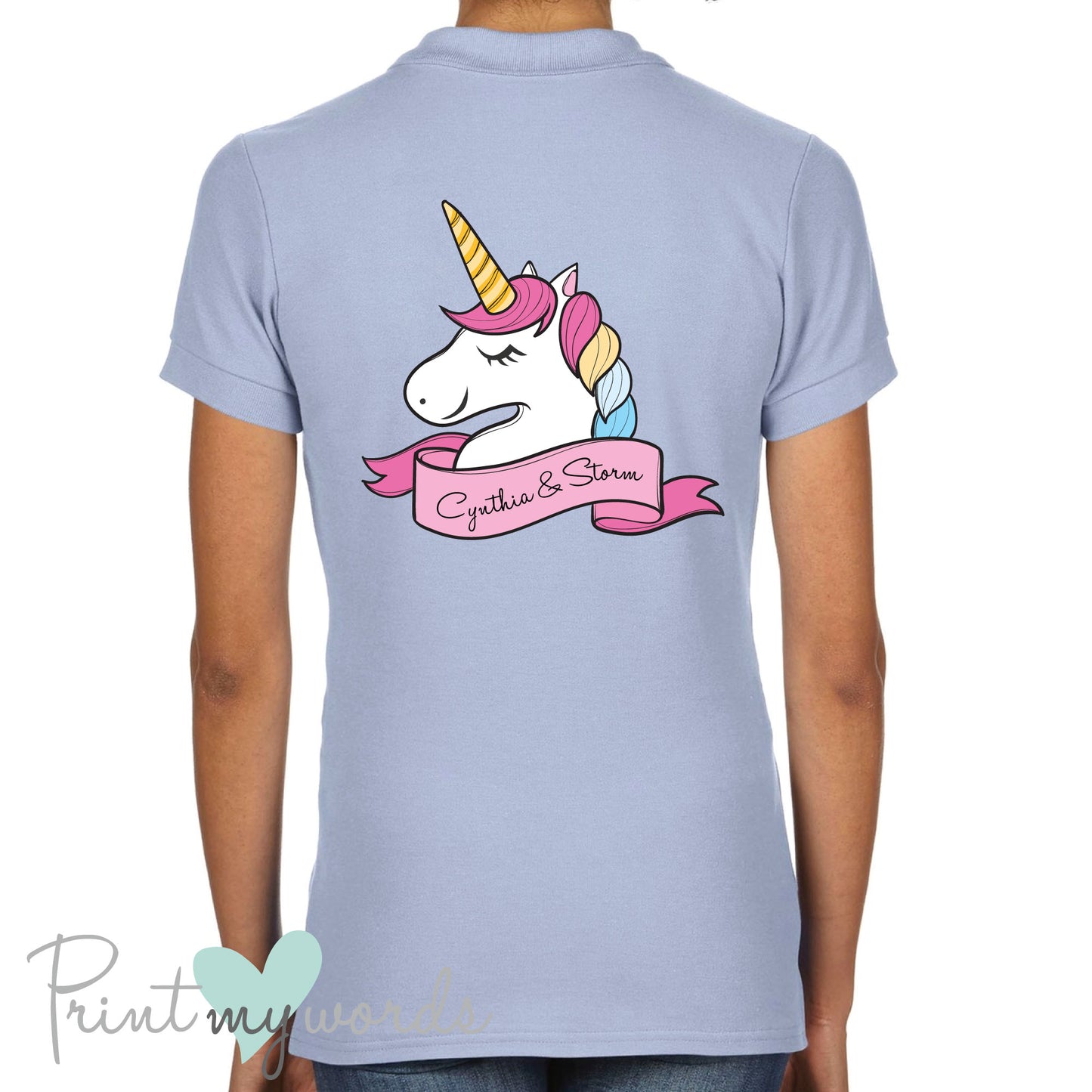 Personalised Unicorn Head Polo Shirt